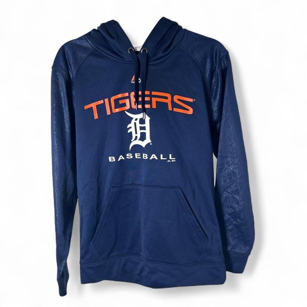 Majestic Athletic Detroit Tigers navy blue‎ hoodie Size S #MLB #Tigers